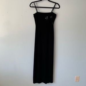 Early 00s Black Velvet Prom Dress with Butterflies